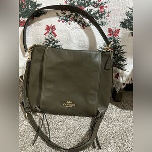 Coach Dark Green Leather Shoulder Bag